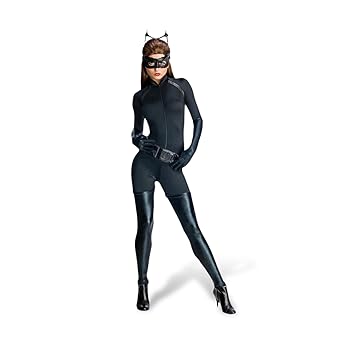 KULTFAKTOR GmbH Sexy Catwoman The Dark Knight Rises Damen Kostüm Overall Augenmasken Set Lackstiefel