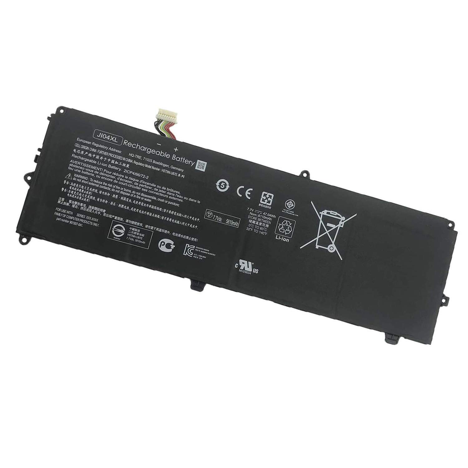 JI04XL HSTNN-UB7E 901307-541 901247-855 JI04047XL Laptop Battery Replacement for Hp Elite X2 1012 G2 Elite X2 1012 G2-1LV76EA Series (7.7V 47.04Wh 6110mAh)