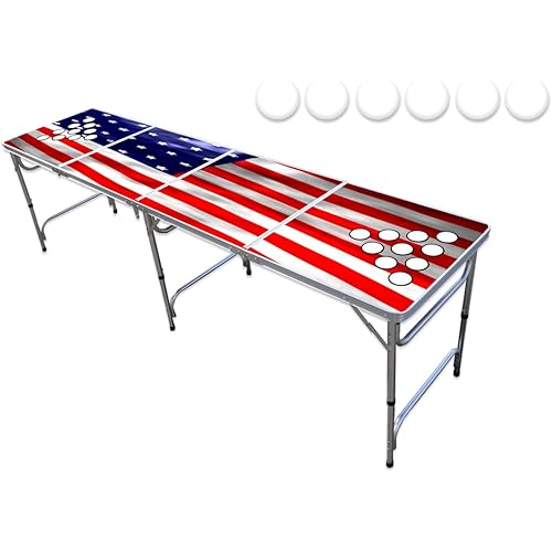 PartyPongTables.com 8-Foot PartyPong Pong Table w/Optional Cup Holes, LED Lights, Dry Erase Surface & More - Choose Your Table Model