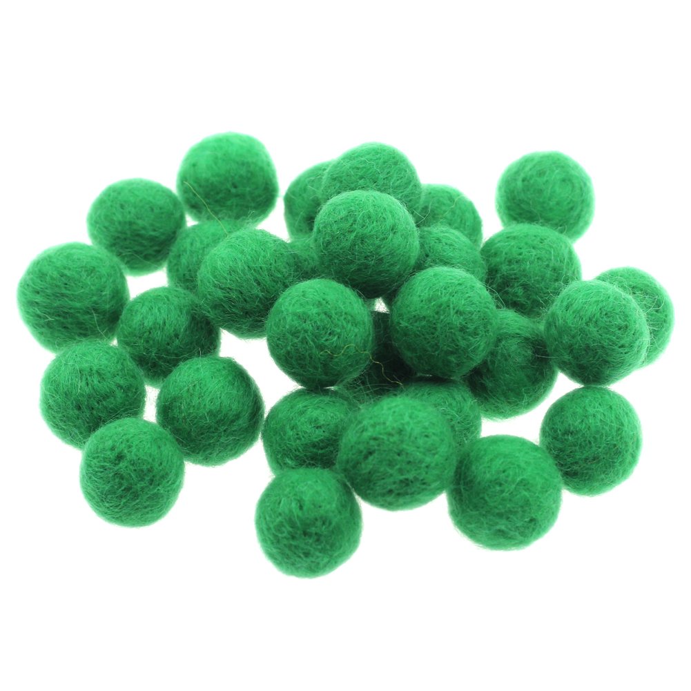Zasy 20mm Needle Felt Wool Balls Felt Pom Pom Beads DIY Accessories Garlands 30pcs (Green)
