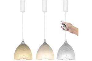 Kiven H-Type Track Lighting Fixture, Dimmable Glass Halo Track Pendant Light with Remote, Adjustable Length Track Light Pedant with 3 Colors Mode for Bedroom Kitchen Home Lighting, 3-Light