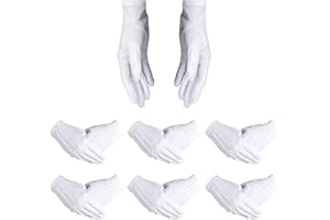 Wqebuid 6 Pairs Adult White Uniform Gloves Nylon Cotton Parada Costume Gloves for Formal Tuxedo Guard Police Men Women