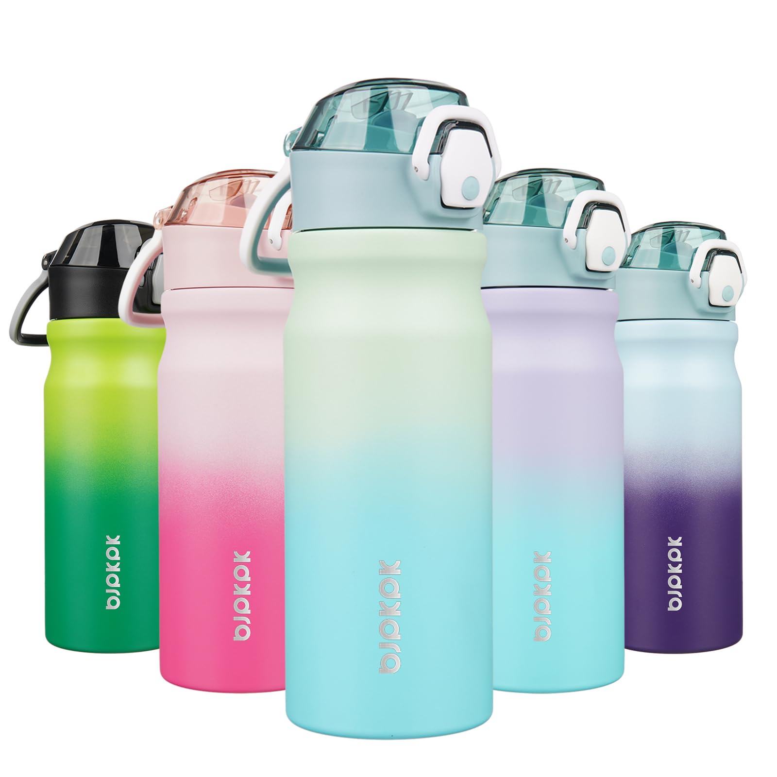 Photo 1 of BJPKPK Insulated Water Bottle 18oz Stainless Steel Water Bottles With Straw And Carry Handle Double Wall Metal Thermo,Mint