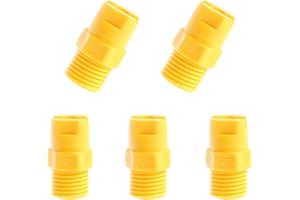 DGZZI Flat Fan Spray Tip 5PCS 1/4 Inch Male Thread 80 Degree PP Standard Veejet Yellow Nozzles