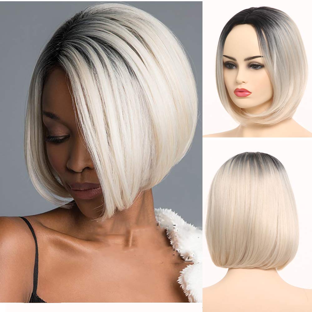 Amazon Com Short Bob Wigs For Women 12 Side Part Heat