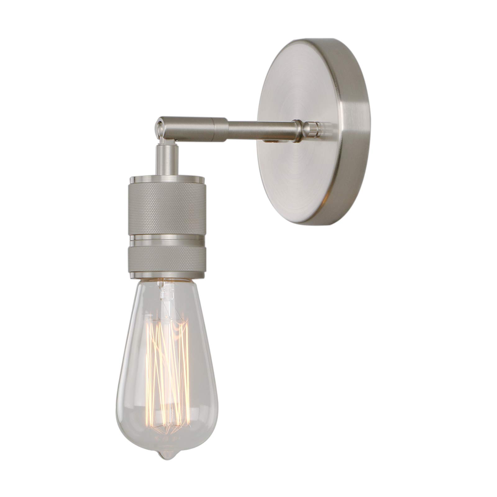 Phansthy Retro Wall Light, E27 Socket Copper Finish Hallway Wall Mount Lamp, Industrial Indoor Sconce Suitable for Kitchen Bedroom Bar Loft Lighting (Brushed Steel)