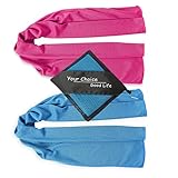 Your Choice Cooling Towel - Golf, Yoga, Gym, Fitness, Camping, Hiking, Bowling, Travel, Outdoor Sports Towel for Instant Cooling Relief (2 pack - Blue & Rose Red(12" x 40"))