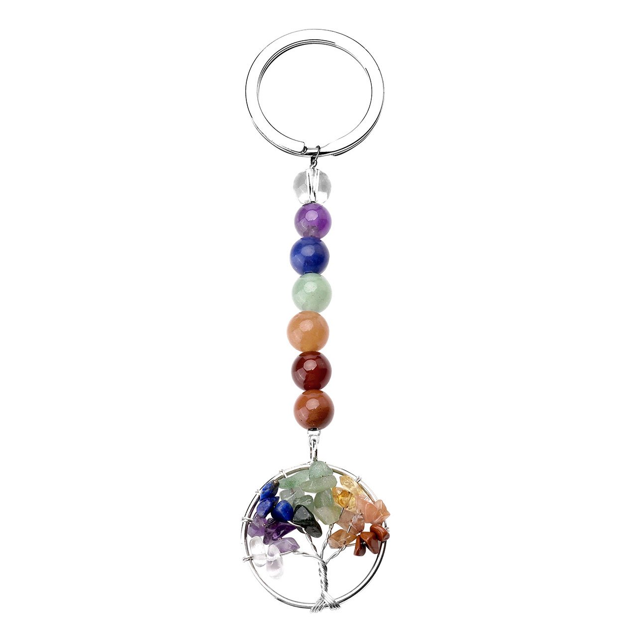 Jovivi 7 Chakra Healing Crystal Tree of Life Keyring Women Tumbled Stone Chakra crystals Key ring Car Keychain for Women Girls Tree of life Gifts