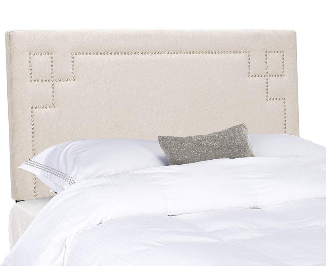 Best Tufted Nailhead Trim Ivory Velvet Headboard