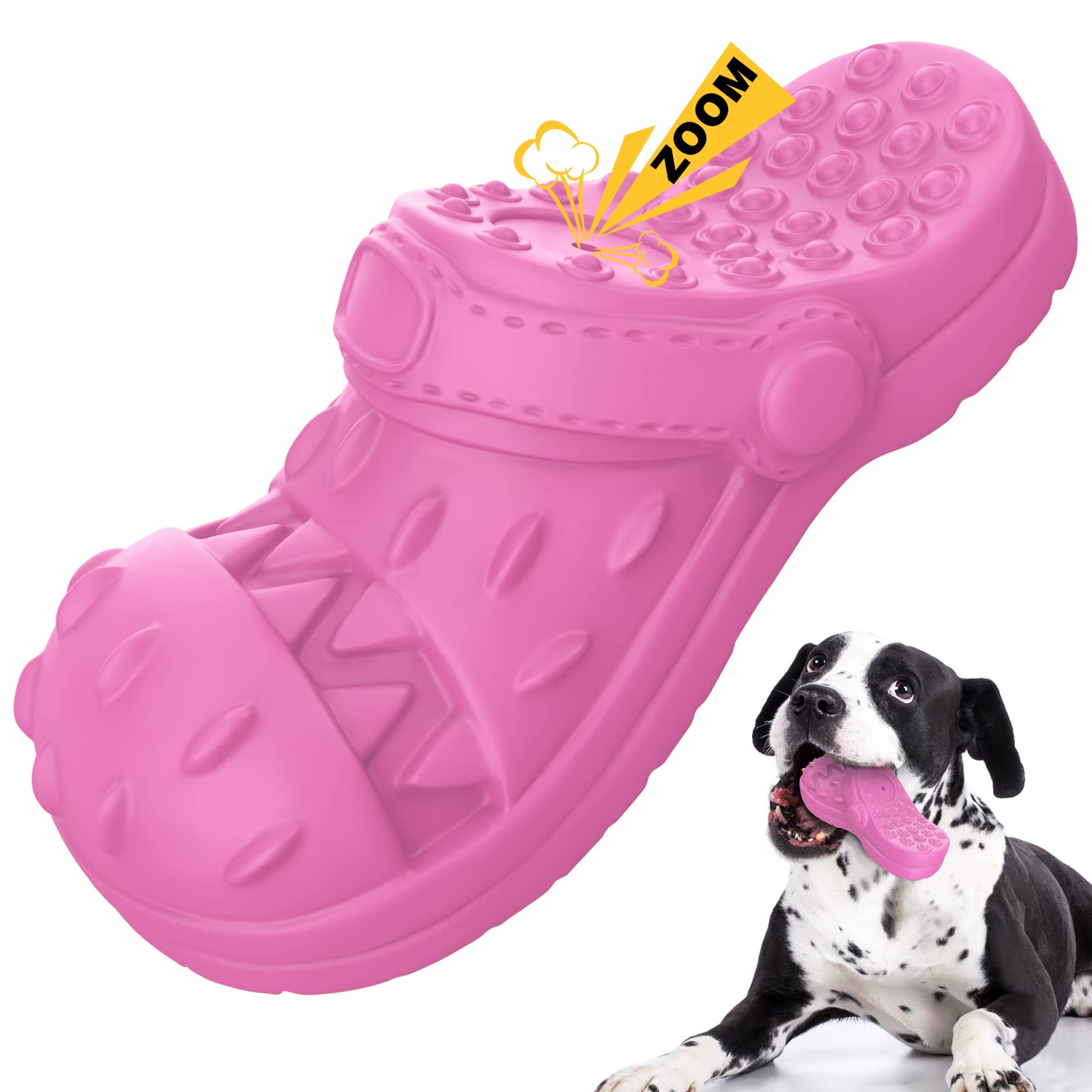 RUXAN Indestructible Dog Toys - Squeaky Chew Toys with Milk Flavor, Toughest Natural Rubber Dog Interactive Toy for Small Medium Large Aggressive Chewers Chew and Chase