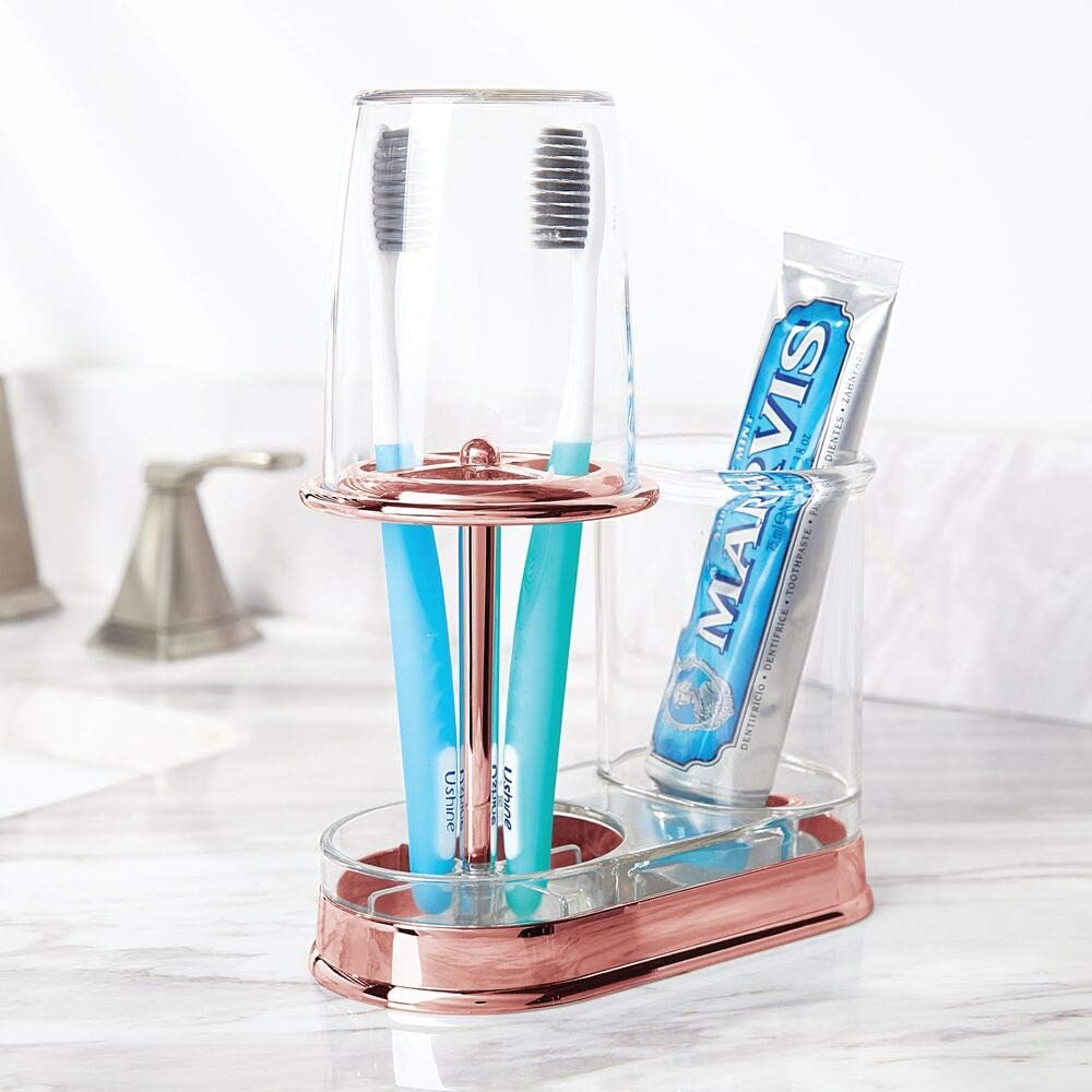Porte Brosse A Dent Aliexpress Cuisine & Maison Porte-brosses à dents Blanc et argenté Mat mDesign