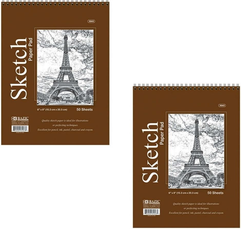Sketch KT Paper Pads Top Spiral Bound, 6" x 8" , Pad of 50-Sheets Each, Pack of 2