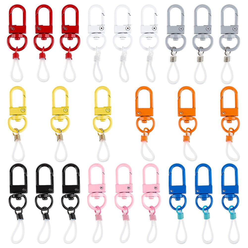 DELORIGIN 24Pcs Pen Holder Clips Lanyard Pen Holder Badge Adjustable Silicone Pen Clip With Snap Hook Pocket Hanging Holder Reel Clips for Nurse Teachers Fountain Pen Lipstick Prevent Loss Carry