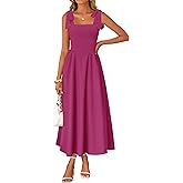 ZESICA Women's Summer Spaghetti Strap Maxi Dress 2026 Tie Shoulder Square Neck Flowy Wedding Guest Party Beach Long Dresses