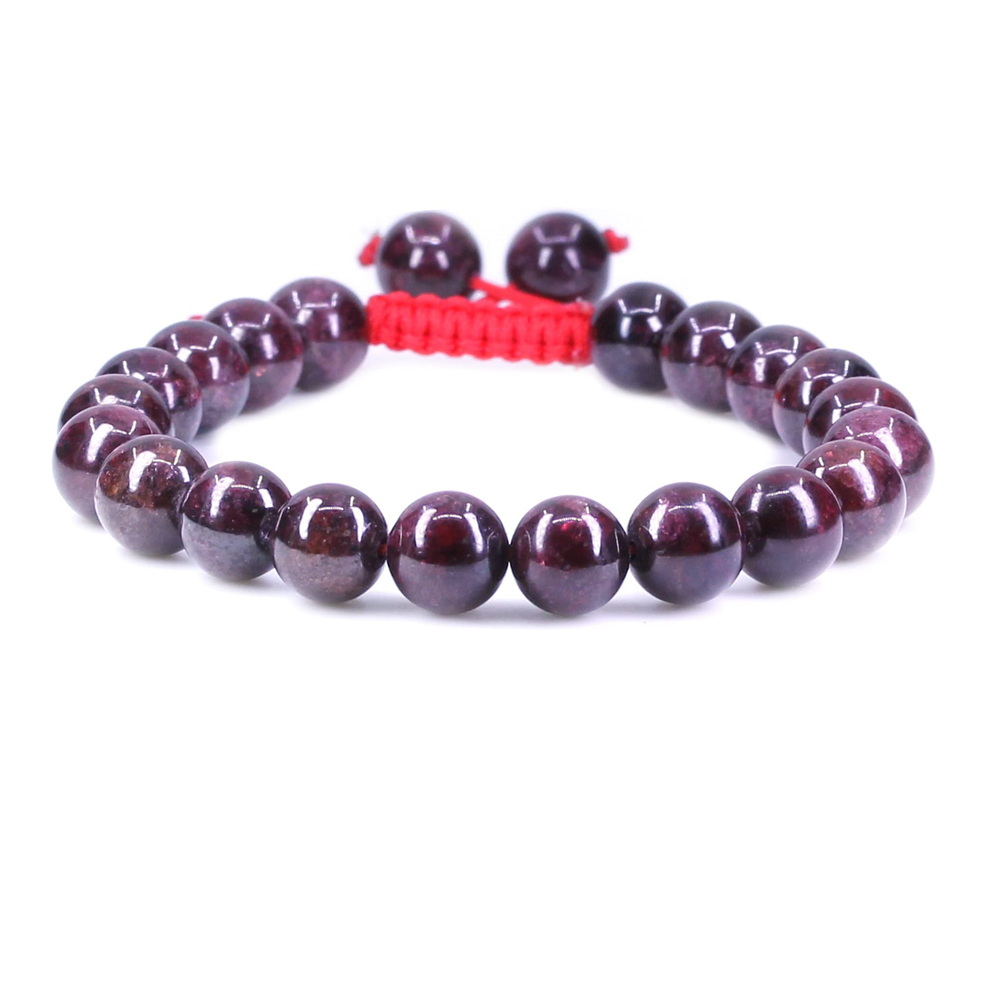 CHENYUE Natural Red Garnet Gemstones 8mm Round Beads Adjustable Chakra Reiki Bracelets Unisex