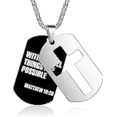 ZRAY Dog Tag Necklace for Men Bible Verse Cross Pendant Stainless Steel Chain 24inch Inspirational Christian Jewelry Meaningful Religious Gift for Boys