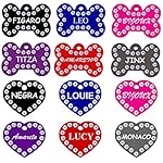 CNATTAGS Swarovski Crystals Heart Shape Pet ID Tags Premium Aluminum Engraved (Heart Black)