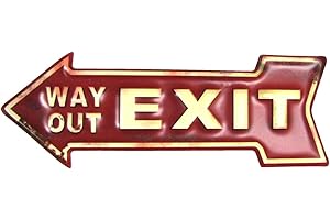 TG Treasure Gurus Metal Fire Emergency Exit Way Out Arrow Sign Vintage Indoor Outdoor Theater Wall Decor