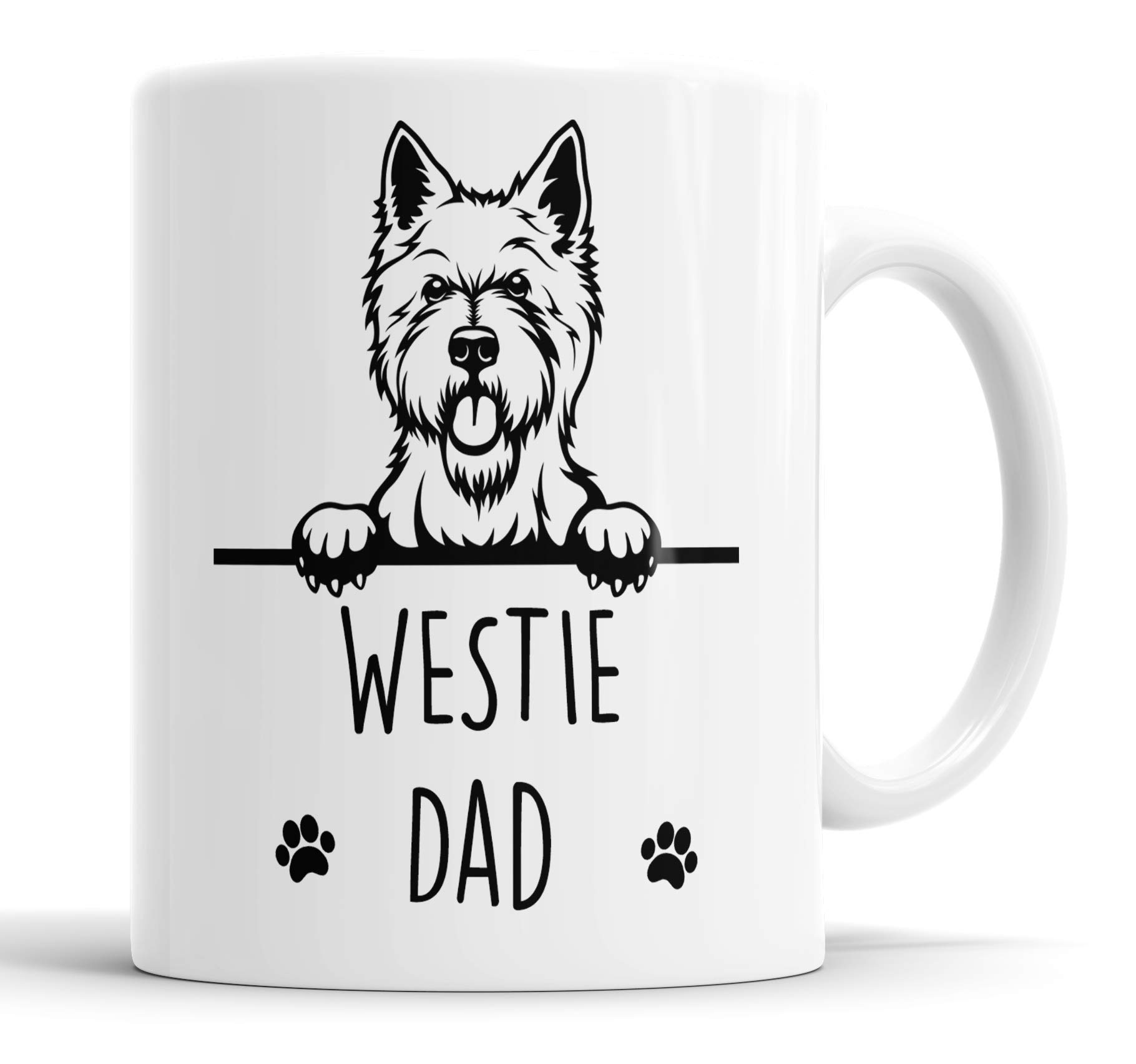 Faithful Prints Westie Dad Mug Pet Present West Highland Terrier Dog Mum Dad Friend Joke Funny Gift Cup Birthday Christmas, Ceramic Mug