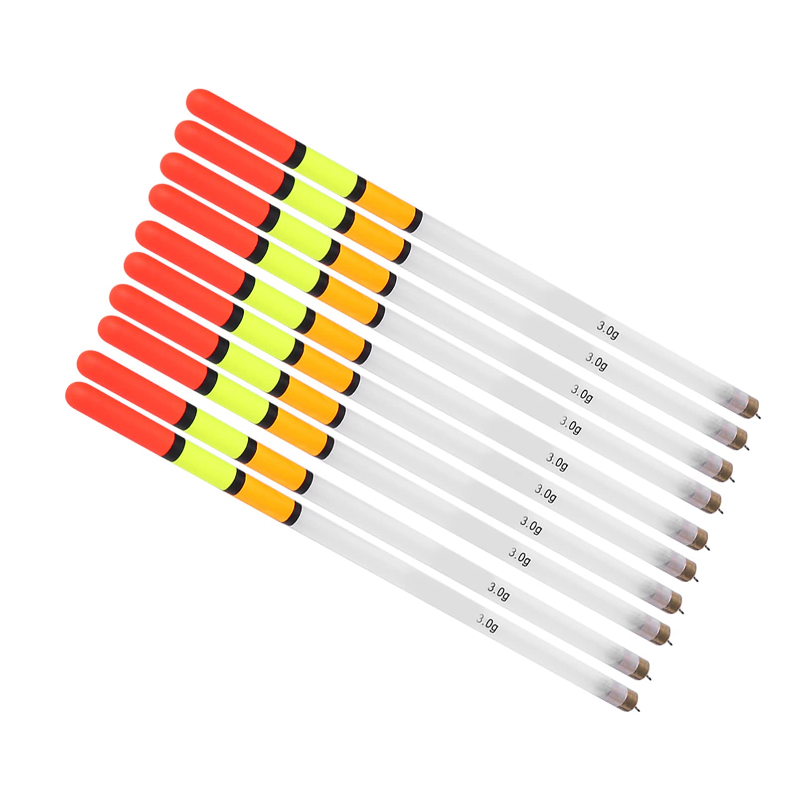 Fishing Bobber Kit, 10 pcs Plastic Fishing Floats & Bobber Assortment Stick Tube Multi-Purpose Fish Feed Baits for Sea Fishing, Rock Fishing, Ice Fishing, Stream Fishing(3.0 white) fish float