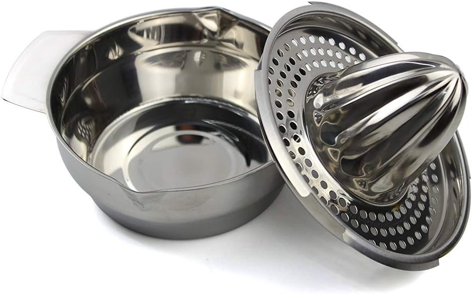 Stainless Steel Manual Juicer Fruit Lemon Lime Orange Squeezer with Bowl Juicer Strainer: Kitchen & Dining