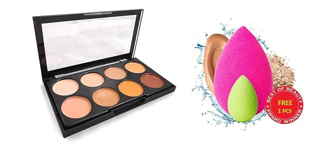 Preyansh Highlighter and Contour 8 Shades Concealer Palette With Makeup Foundation Puff