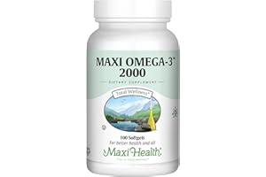 Maxi Health Omega 3 Fish Oil 2000mg – Fish Oil Omega 3 Supplements with No Fishy Aftertaste – Triple Strength EPA DHA – Kosher Omega3 Supplement to Help Support Overall Wellness (100 Softgels)