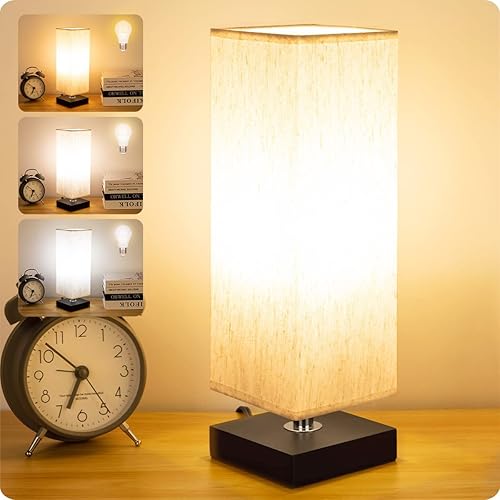 Bedside Small Table Lamp for Nightstand, 3-Color Options Solid