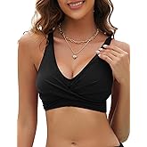 Zuvebamyo Women's Twist Front Bikini Top Padded Push up Swimsuit Top Lace Up Bathing Suit Tops