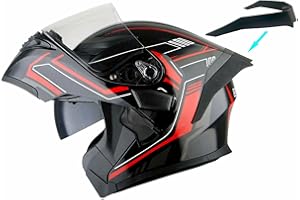 1Storm Motorcycle Modular Full Face Helmet Flip up Dual Visor Sun Shield: HB89 Arrow Red