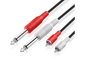 TNP Premium Dual 1/4 Inch to Dual RCA Audio Cable (15FT) - Male 6.35mm 1/4" Phono Mono to RCA Connector Wire Cord Plug Jack