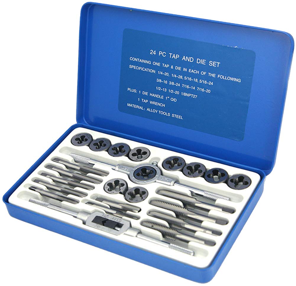NORTOOLS Alloy Steels Tap and Die Set,SAE Inch Sizes Essential Threading Home DieTool, Cutting Threads Gauge Kit Standard Tap Set