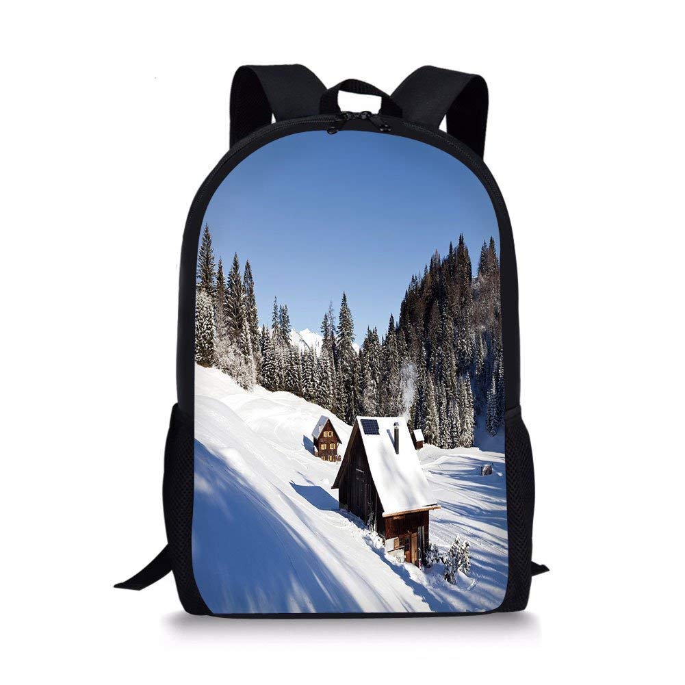 Amazon Com School Bags Winter Log Cabins In The Mountains Sunny
