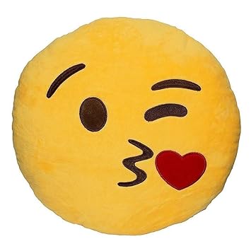 Jassi Toy Smiley Thick Plush Pillow Round Cushion Pillow Stuffed Gift for Kids Birthday Gift