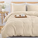 Moonlight20015 Double Duvet Cover Set Cream Solid Soft Bedding with 2 view 4