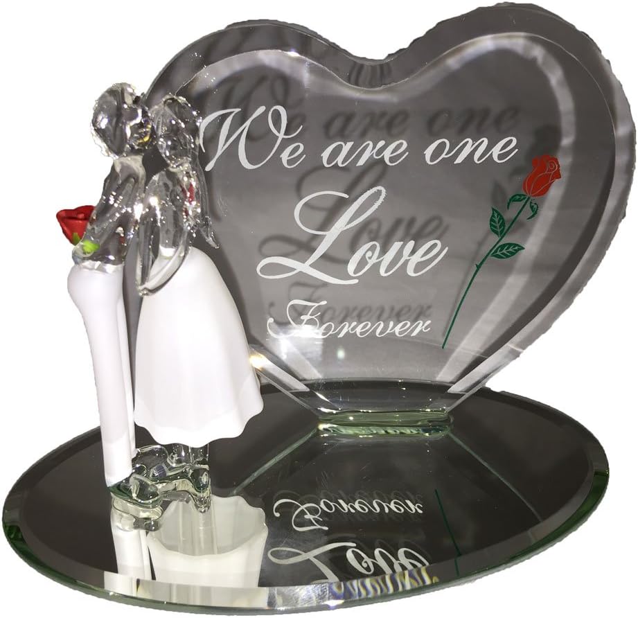 Glass Baron Heart with Couple Figurine