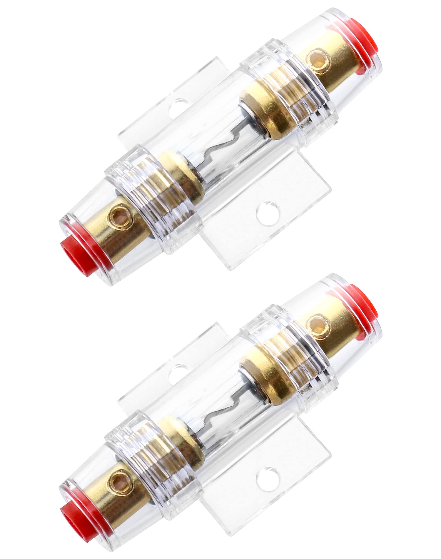 QWORK® 2 Pcs AGU In-line Fuse Holder 60A 12V-48V DC with 60A AGU Fuses for Car Audio Alarm Amplifier Compressors — image 1