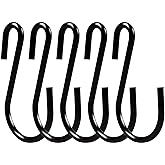 Yikla S Hooks for Hanging Clothes, Plants, S Hooks Heavy Duty, Black S Shaped Hooks, Small Metal Hook, 30 Pack