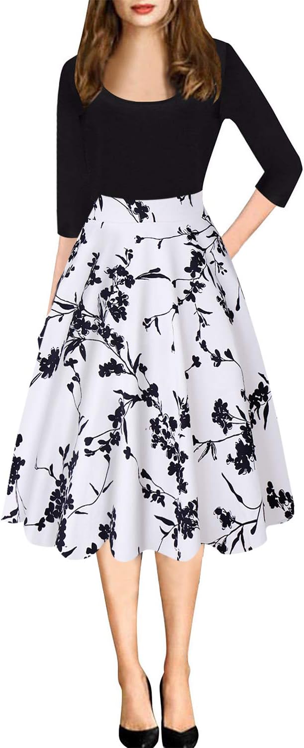 Women's 1950s Retro Dress Vintage Floral A-line Swing Dresses