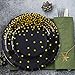 Aneco 60 Pieces 7 Inch 9 Inch Black Bronzing Disposable Paper Plates Dinnerware Plates Gold Foil Polka Dot Plates for Party Graduation Wedding Anniversary Birthday (black)