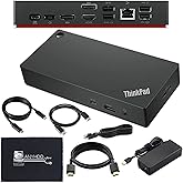 40AY0090US Lenovo Thinkpad Docking Station Dual Monitor - Supports 4K Display, Thinkpad Dock with 90W Adapter, HDMI, DisplayPort, USB C Cables &amp; Cloth - Lenovo Docking Station