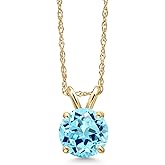 Gem Stone King 14K Yellow Gold Blue Apatite Pendant Necklace for Women | 0.82 Cttw | Gemstone Birthstone | Round 6MM | With 18 Inch Chain