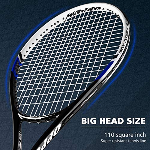 oppum Adult Carbon Fiber Tennis Racket, Super Light Weight Tennis Racquets Shock-Proof and Throw-Proof,Include Tennis Bag Tennis Overgrip (Aluminum-Carbon Racquet(Balck Blue), 4 3/8) - Thumbnail 2