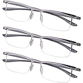 Gr8Sight 3-Pack Half-rim Reading Glasses Lightweight Design Readers Men Women Silver