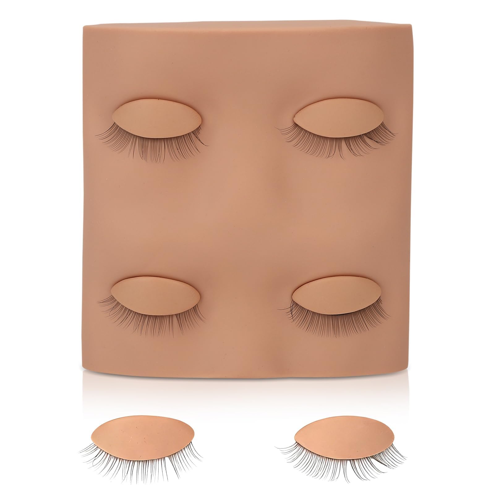 Agatige Eyelashes Extension Mannequin Head, Lash Kit for Beginners with Removable Eyelids Simulation Design Silicone Makeup Practice Face for Makeup Training (Complexion)