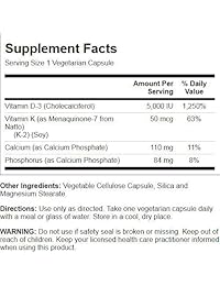 Suplemento Solaray Vitamina D-3 y K-2, 60 cápsulas vegetarianas, 27784, 60, 1, 1