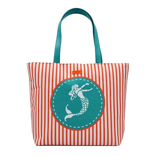 asiproper Fashion Women Stripe Canvas Cartoon Graphics Waterproof Handbag Zipper Beach Shoulder Bag Buckets Bags Gift