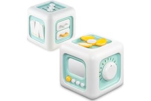 BLF FUN Activity Cube Montessori Toys for 1 Year Old, Sensory Toys Busy Board for Babies 6-12 Months, Car Travel Airplane Toys for Toddlers 1-3, Birthday Gift for 1 Year Old Boys Girls, Green