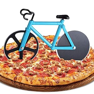 ZAWTR Bicycle Pizza Cutter, Bike Pizza Cutter Novelty Pizza Wheel Slicer, Dual Stainless Steel Pizza Knife Super Sharp…