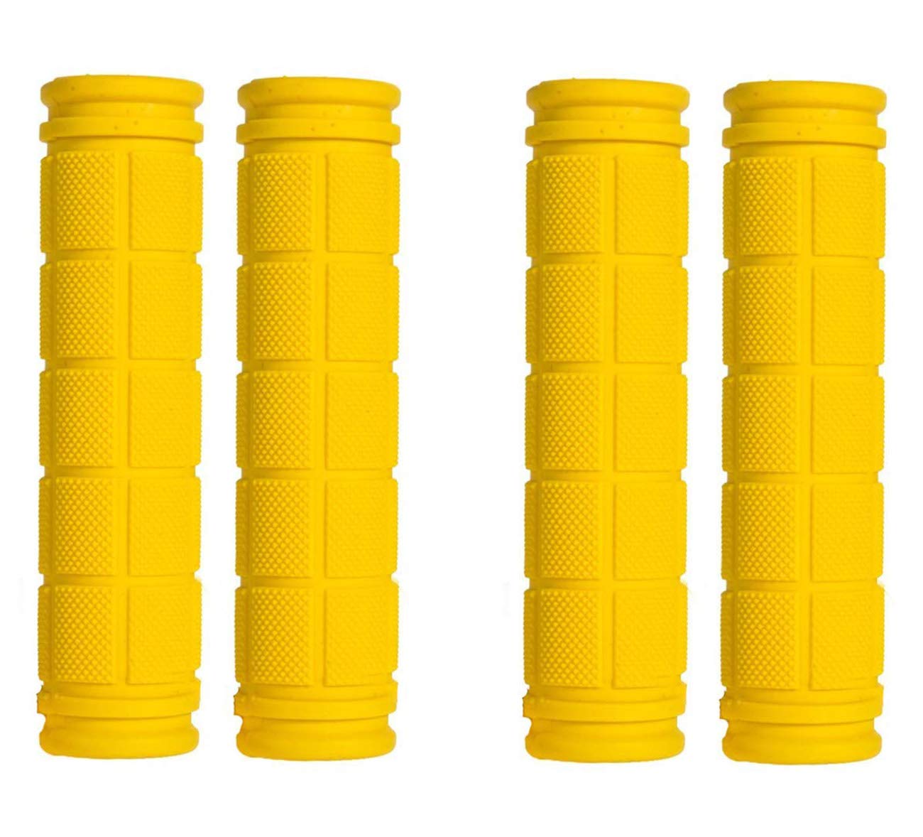 PLATT Bicycle Handle Bar Grips Colorful Rubber Mushroom Grips for BMX/MTB Bikes (Yellow,2 Pairs)